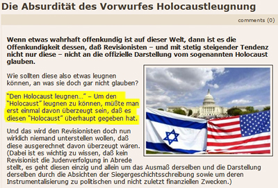 Holocaust-Leugnung - Inhalt des Seelenkrieger-X-Blogs